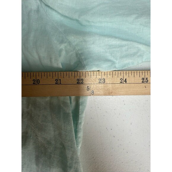 Eileen Fisher Irish Linen Top Large Button Down Collar 3/4 Sleeve Blue $158 - Picture 8 of 9